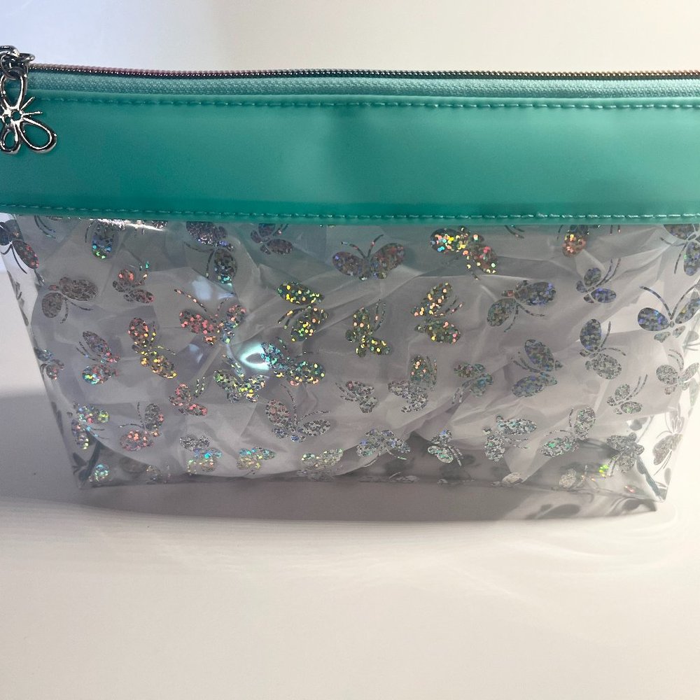 Jelly Fabric Butterfly Print Makeup Bag! 10”W x 5.5”H